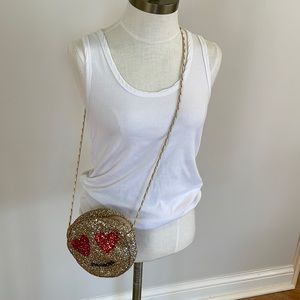 J Crew - Crewcuts sparkling gold  heart Emoji crossbody